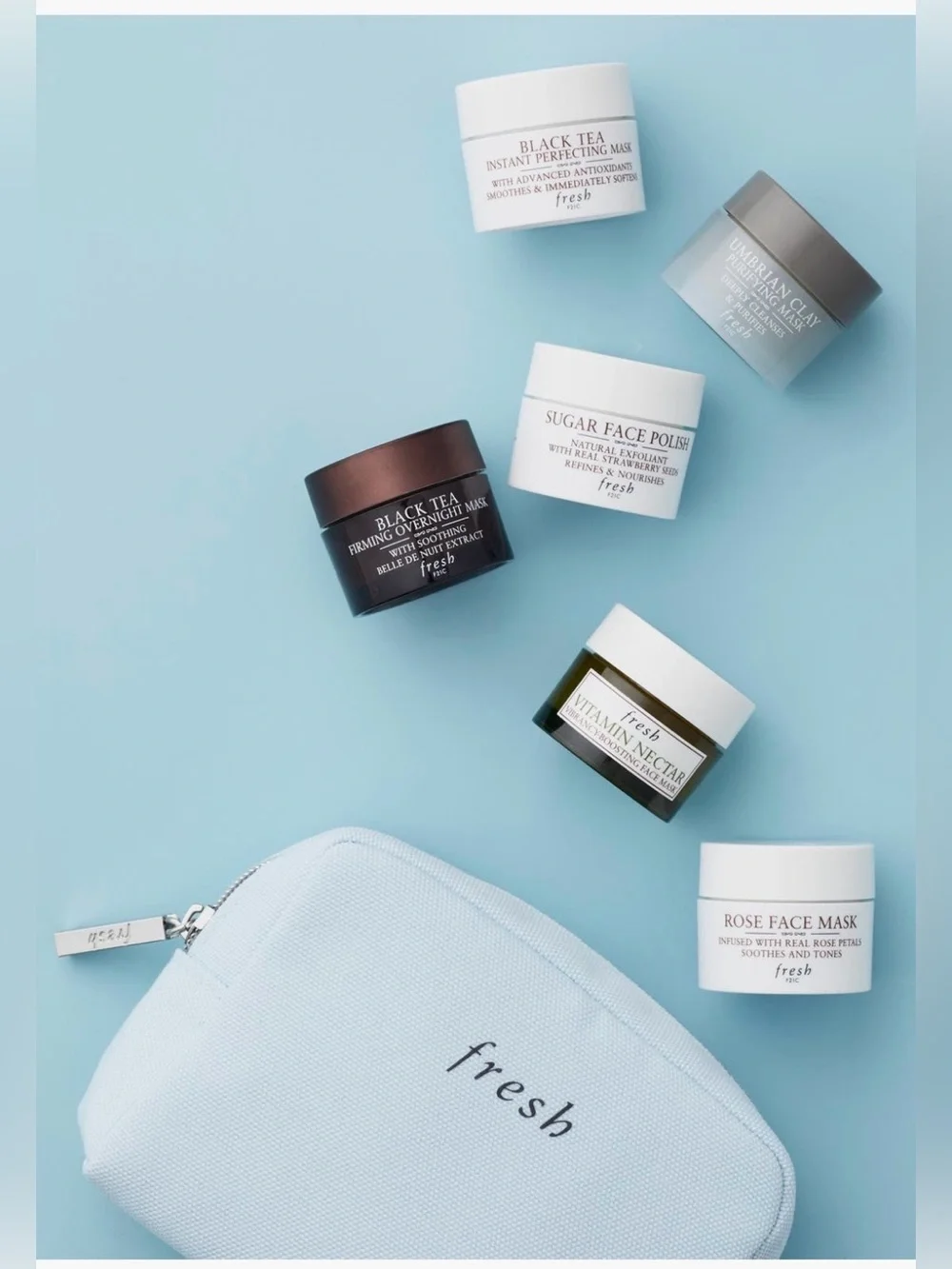Fresh - Mini Loves- Pale Blue Cosmetic Pouch - 6 Masks to Go